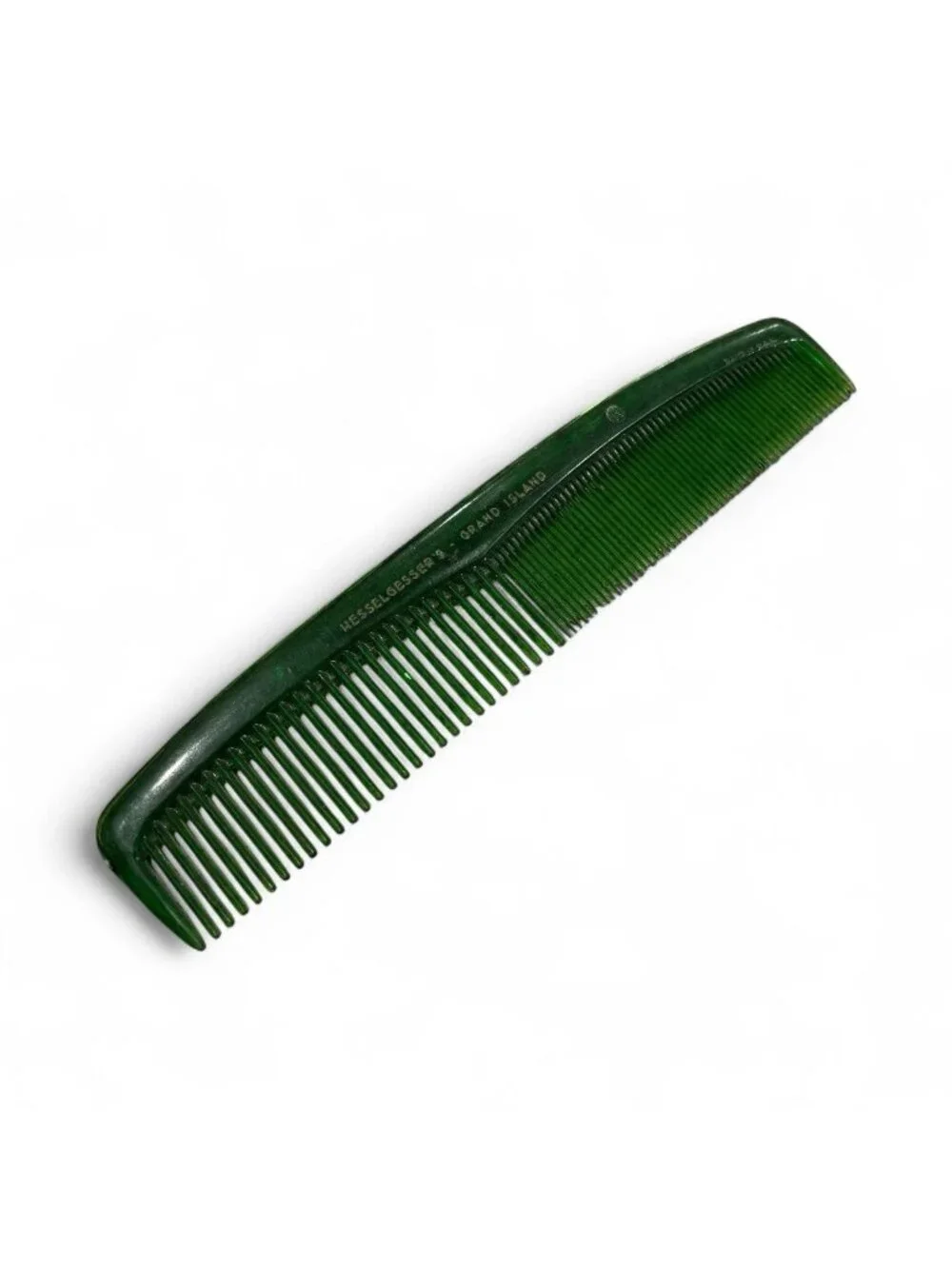 Vintage Comb 1970s Hesselgessers Grand Island NE Plastic Green Retro Hair Stylin